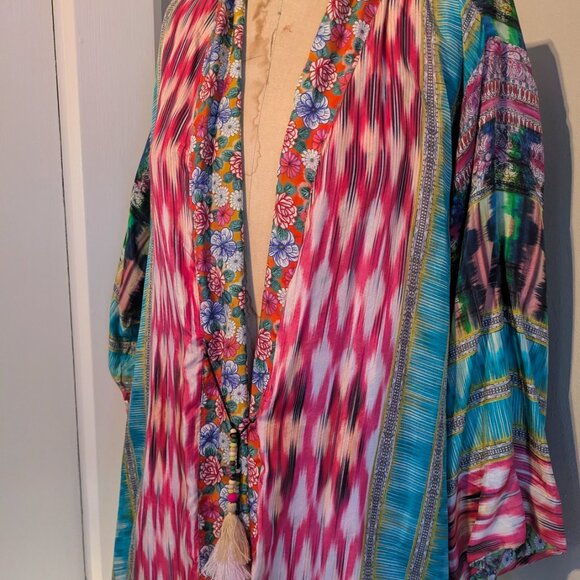 Johnny Was 100% Silk Anastasia Kimono Reversible M - Picture 14 of 16